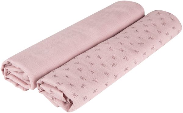 roba 2er Set Puck- und Stilltuch 'Lil Planet' - 120 x 120 cm - GOTS zertifiziert - Rosa