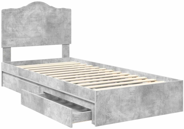 vidaXL Aufbewahrungsbett Beton Grau 90x190 cm Holzwerkstoff 3413551 Bild 4