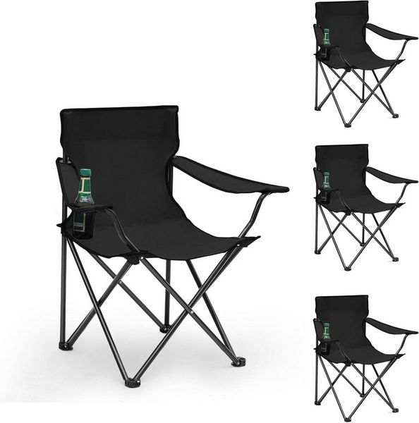 SUNULA Campingstuhl Faltbar Anglerstuhl Ultraleicht Faltstuhl Camping Klappstuhl (4 St), mit Getränkehalter, mit Tragetasche, bis max. 100 kg