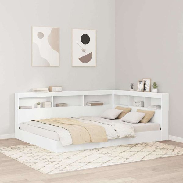 vidaXL Bücherregal-Bett mit Kopfteil Weiß 135x190 cm Holzwerkstoff 3335769