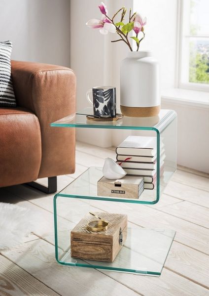 Beistelltisch >7/176< in Klarglas, Glas - 40x50x37cm (BxHxT)