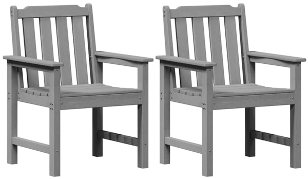 vidaXL Garten-Esszimmerstuhl 2 pcs Hellgrau 65,5 x 59 x 88 cm HDPE 42006606