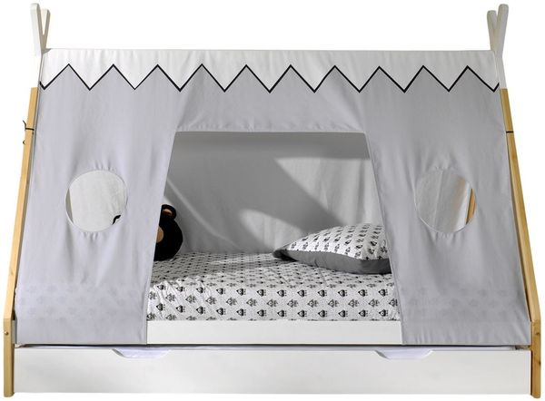 Zeltbett Karyn 7 206x98x158 Kinderbett Massivholz Weiß/natur