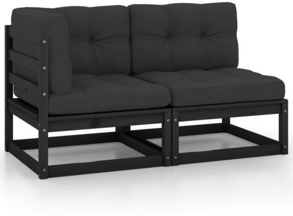 vidaXL 2-tlg. Garten-Lounge-Set mit Kissen Schwarz Kiefer Massivholz 805749