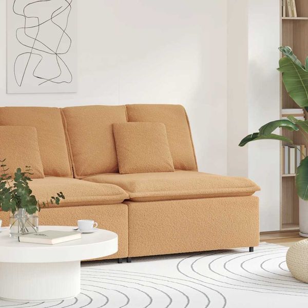 vidaXL Modulares Sofa Mittelmodul mit Kissen Beige 100 cm 4104446