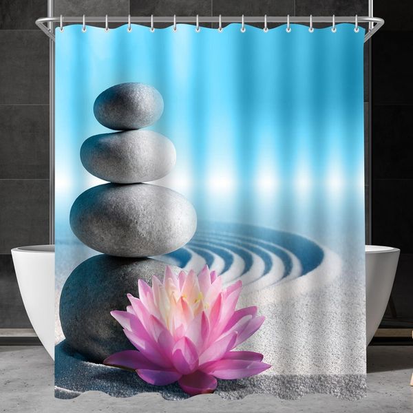 Duschvorhang 200x200cm Kieswüste Polyester Badevorhang inkl. 12 Ösen B200 H200