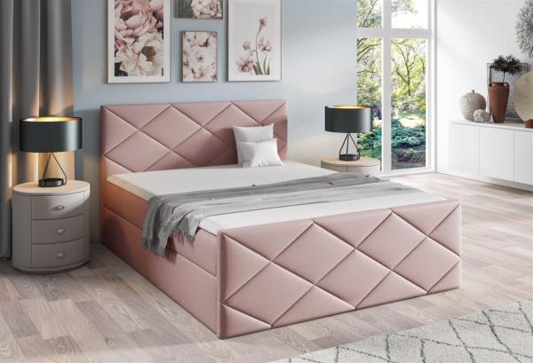 Boxspringbett Schlafzimmerbett KOSMOS 200x200cm Stoff Inari Rose