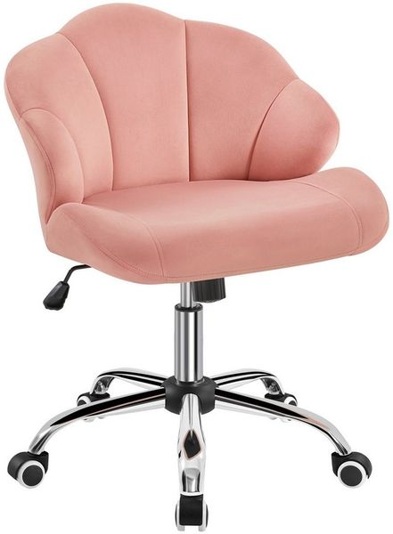 Yaheetech Drehstuhl in Muschelform, höhenverstellbar, verstellbare Sitzhöhe (47,5 - 57 cm), Bouclé, Pink