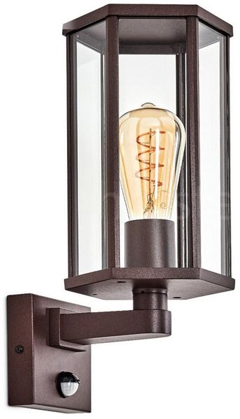 hofstein Außen-Wandleuchte Außenleuchte mit Bewegungsmelder aus Metall/Glas in Rostfarben/Klar, ohne Leuchtmittel, Wandlampe für Eingangsbereich/Hof, 1 x E27, ohne Leuchtmittel, IP44