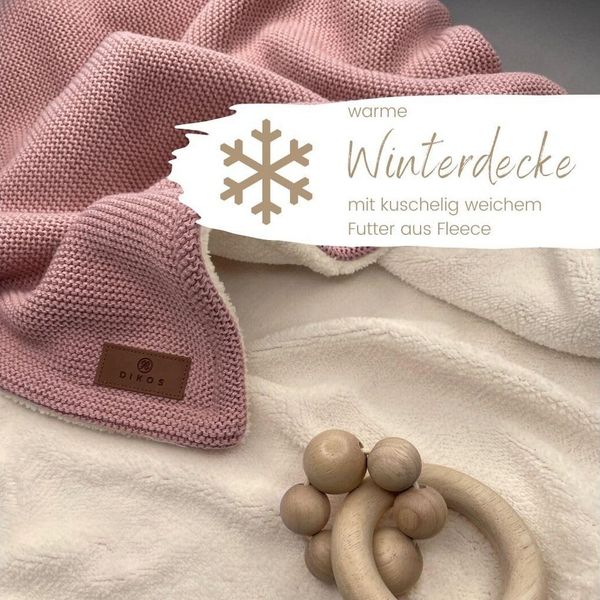 Babydecke Winterdecke Neugeborene Baumwolle/ Fleece OEKO-TEX® Kinderwagendecke, DIKOS, PREMIUM Qualität, ALTROSA/GRAU, warm, kuschelweich, Babygeschenk
