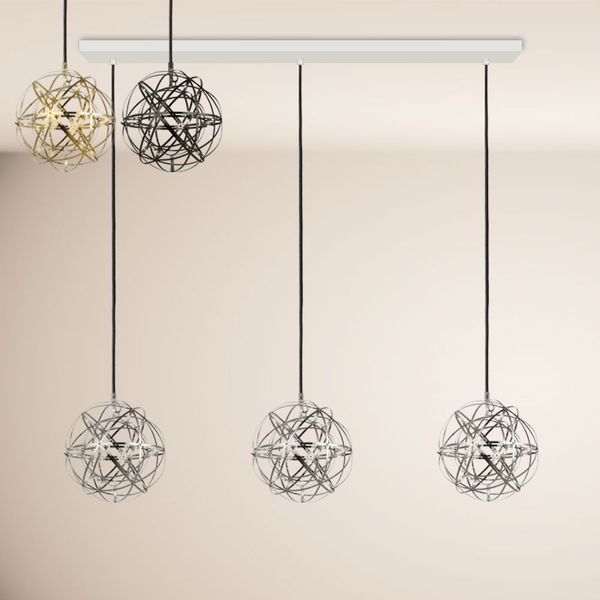 s.luce Atom LED Esstisch-Pendelleuchte 2 bis 5-flammig Balken 120cm Schwarzchrom