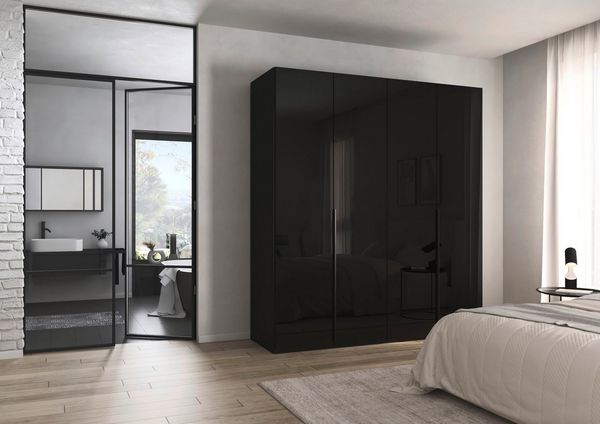 rauch Drehtürenschrank Kleiderschrank Schrank Garderobe Wäscheschrank BESTSELLER MONTCLAR (3 Ausstattungen BASIC/CLASSIC/PREMIUM (SOFT-CLOSE), Breiten 201-400 cm) Front in Glas/Hochglanz/Dekor/Grauspiegel in 5 Breiten MADE IN GERMANY