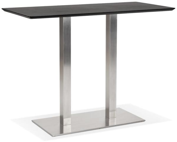 Kadima Design Hochtisch mit gebürstetem Stahlgestell, schwarzer Holzplatte, 150 x 70 x 100 cm, modern