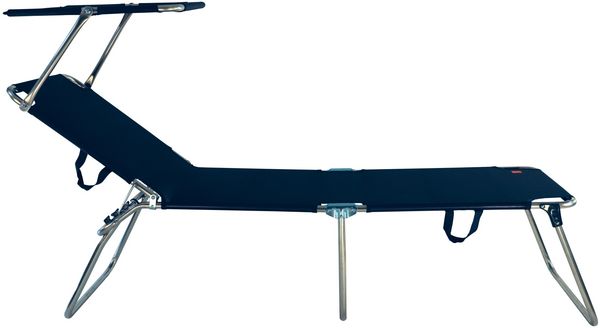 Dreibeinliege Amigo 40+ mit Sonnenblende aus Aluminium, Dunkelblau