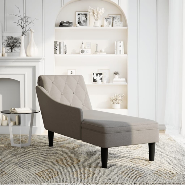 vidaXL Chaiselongue mit Kissen und Rechter Armlehne Taupe Stoff 4009768
