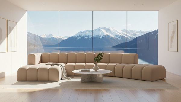 Kaiser Möbel Ecksofa Velours Grand L Round moderne modulare Designer-Sofa, Ecksofa, halbkreisförmiges Design,Premium-Velours Salvador