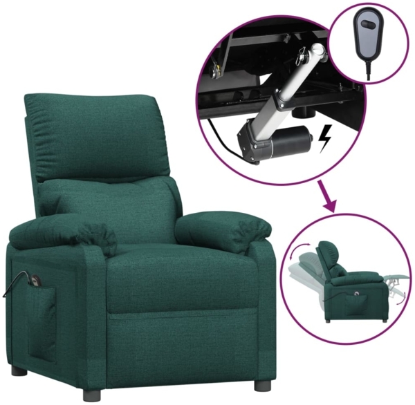 vidaXL Relaxsessel Elektrisch Dunkelgrün Stoff 3098430