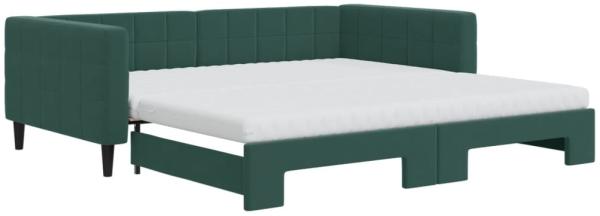vidaXL Tagesbett Ausziehbar mit Matratzen Dunkelgrün 100x200 cm Samt 3196724