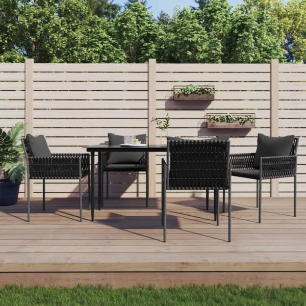 vidaXL Gartenstühle mit Kissen 4 Stk. Schwarz 54 x 61 x 83 cm Poly Rattan 3187089