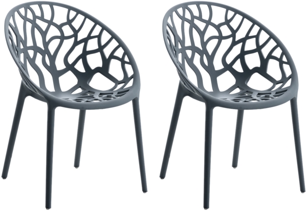 CLP 2er Set Gartenstuhl Hope, Modernes Design, Wetterfest, Stapelbar, Mit Armlehnen,anthrazit