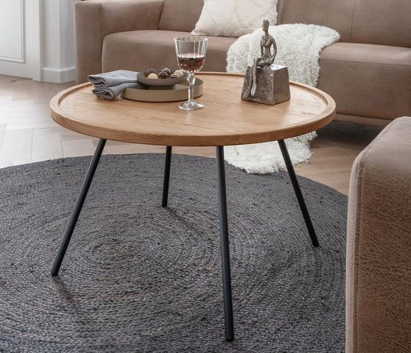 Couchtisch 80x50cm "Lissabon" Wildeiche & Metall schwarz