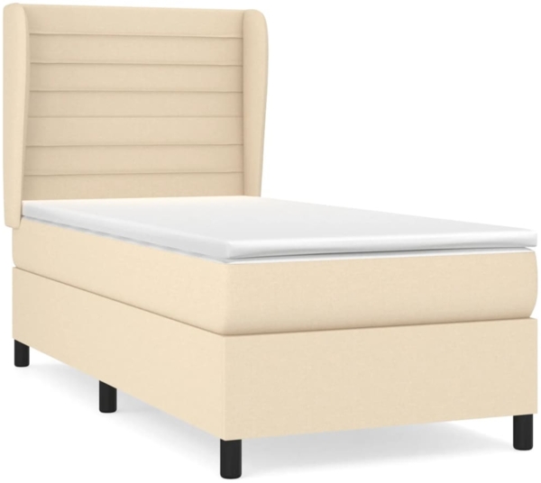 vidaXL Boxspringbett mit Matratze Creme 100x200 cm Stoff 3128026