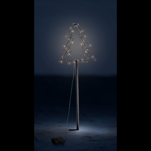 80 cm LED Gartenfigur Baum aus Metall Lichterbaum Batterie Leuchtbaum In-Outdoor