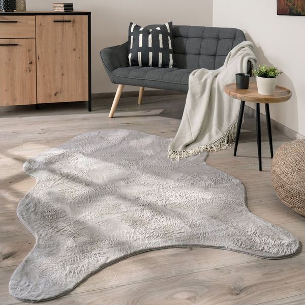 Paco Home Fellteppich Pelt 640, fellförmig, Höhe: 16 mm, Kunstfell, Uni Farben, sehr weicher Flor