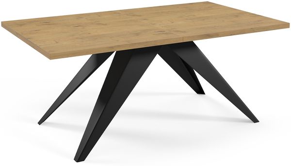 MEBLINI Esstisch Ausziehbar aus Metall - 140-240 x 80 x 76 cm - VENTI - Lancelot Eiche/Schwarz Matt - Loft - Esszimmertisch Modern - Küchentisch - Ausziehtisch - Dining Table
