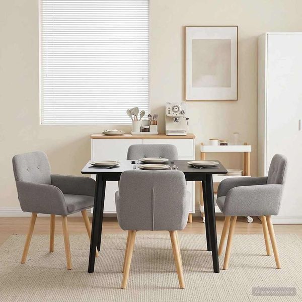 vidaXL Esszimmerstühle 4 pcs Bouclé Hellgrau 59 x 57 x 85 cm 3428271