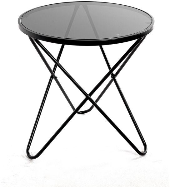 Beistelltisch >25591< in schwarz, Metall, Sicherheitsglas - 56x55cm (HxD)