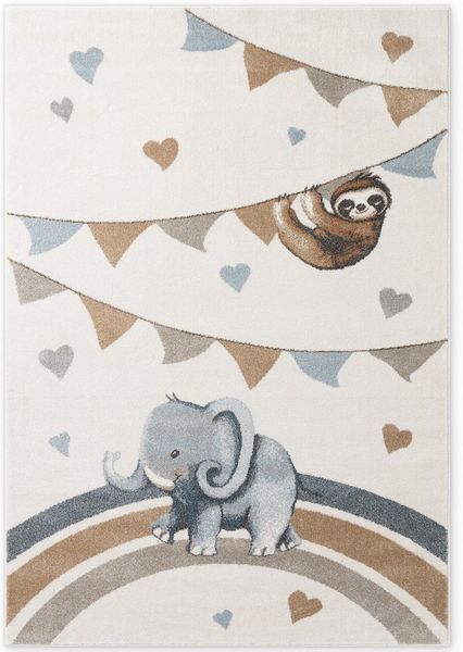Villeroy & Boch Kinderteppich Walk like an Elephant Rainbow Party Teppich, rechteckig, Höhe: 9 mm, Spielteppich weich, Kinderzimmer, Boho Kids Spielunterlage, Tieremotiv