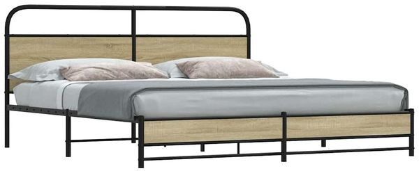 vidaXL Metallbett ohne Matratze Sonoma-Eiche 183x213 cm 3318690