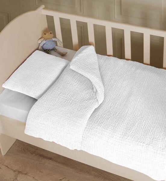 Sandiik Kinderbettwäsche Musselin Bettwäsche Kids in Weiß aus 100% Baumwolle, Fadendichte 400 hohe Qualität