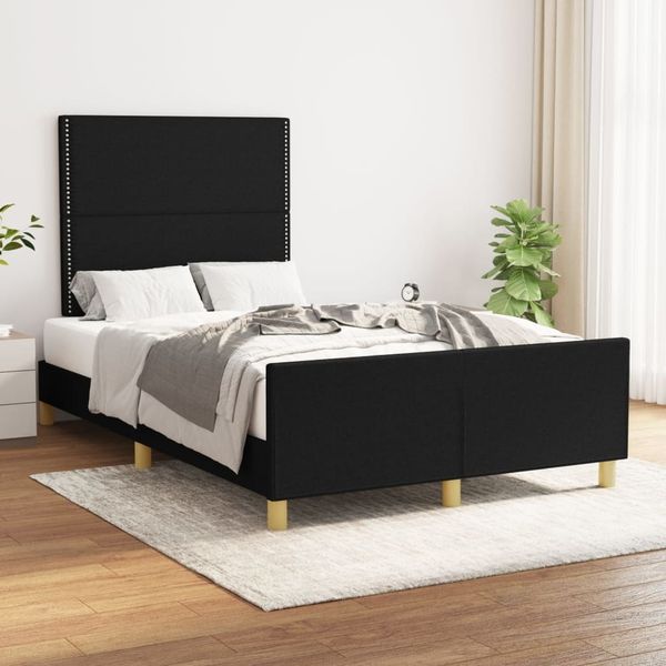 vidaXL Polsterbett mit Kopfteil Stoff Schwarz 120x200 cm