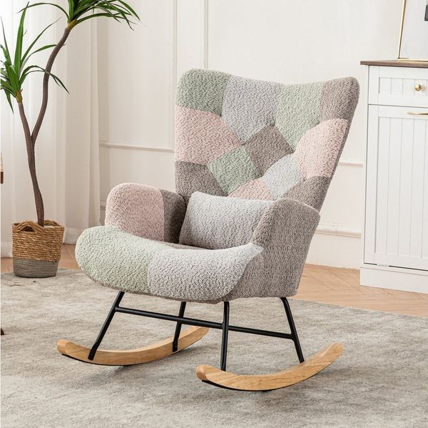 STILVORA Schaukelstuhl Schaukelsessel mit fußstütze,Loungesessel Relaxsessel wohnzimmer (Loungesessel, 2 St), inklusive Fußstütze (49*38*37 cm) und Lendenkissen