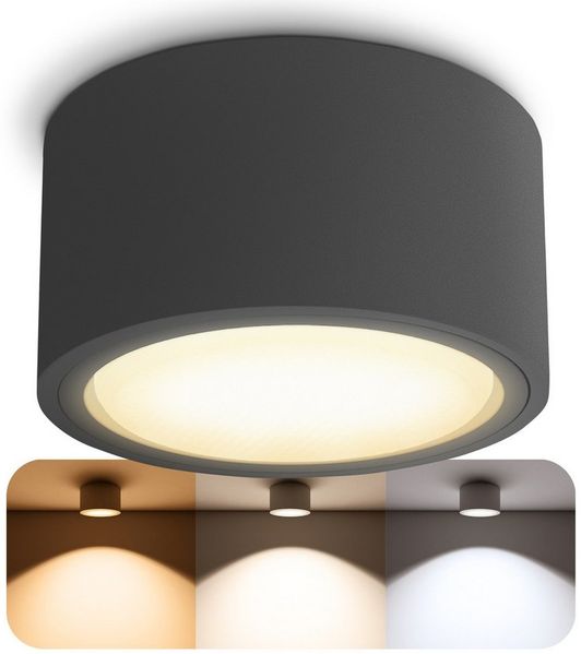 SSC-LUXon LED Aufbaustrahler CELI-X Deckenspot anthrazit LED GX53 dimmbar 3 Lichtmodi Deckenlampe, Tageslichtweiß, Warmweiß, Neutralweiß