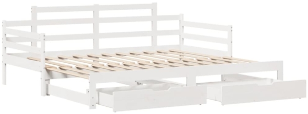 vidaXL Tagesbett Ausziehbar mit Schubladen ohne Matratze Weiß 80x200cm 3302240