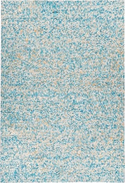 Teppich >Finish< in Türkis / Gold, 100% Leder - 150x80cm (LxB)