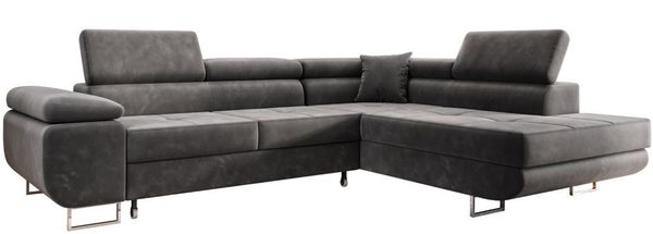 Ecksofa MALTA Samt Grau Ottomane rechts