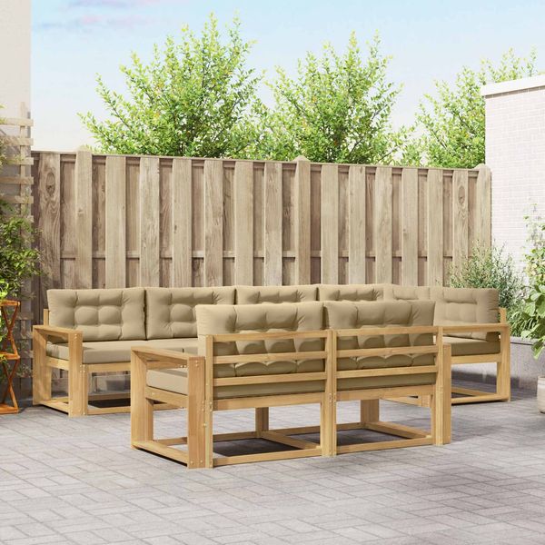 vidaXL Outdoor-Sofagarnitur mit Kissen 6 pcs Weiß und Beige Polyester 3386592