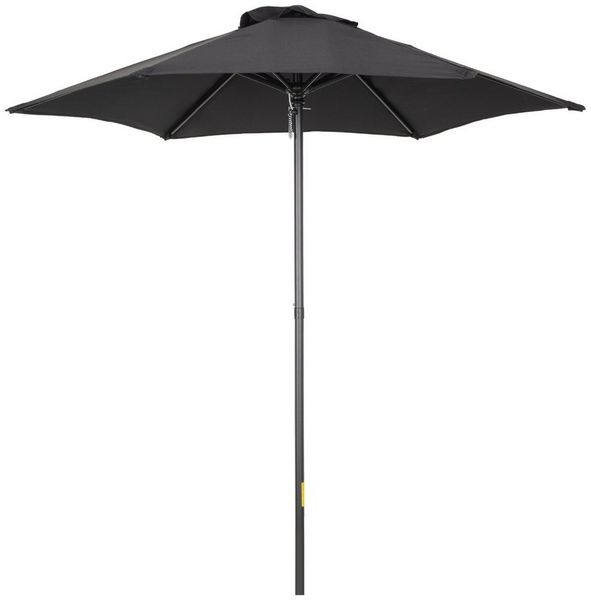 Outsunny Sonnenschirm sechseckig, windfest, stabil, LxB: 196x196 cm, Balkonschirm, Strandschirm, für Strand Balkon Terrasse Garten, Schwarz