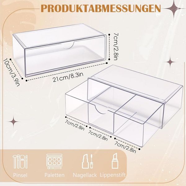 TUWENA Organizer 2er-Set Stapelbarer Organizer mit Schubladen, Badezimmer Organizer (2 St), Transparent Organizer für Kommode Waschtisch Badezimmer Spiegelschrank