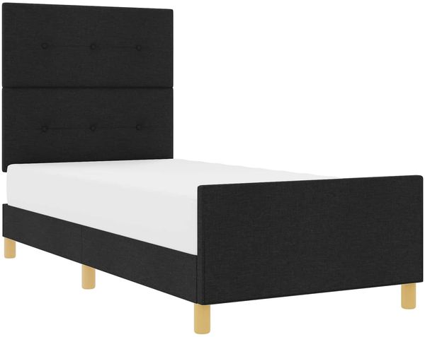 Einzelbettgestell Design für Erwachsene mit Kopfteil Schwarz 90 x 190 cm Stoff d3268e