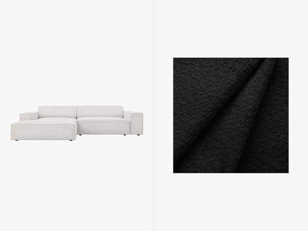 Micadoni Ecksofa Jodie 3-Sitzer Links Boucle Baloo Schwarz