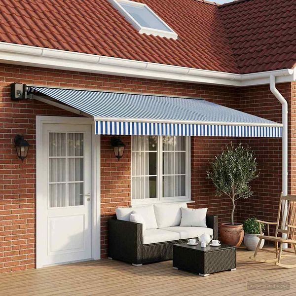vidaXL Markisenersatzstoff Blau und Weiß 500x300 cm Polyester 3444187