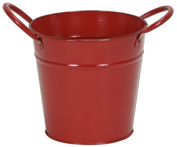 finehomegarden Blumentopf Metall Topf Übertopf Blumentopf Eimer mit Henkel rot Ø13+19cm (1 St), H12+18cm Pflanzgefäß 2Größen wählbar