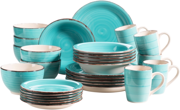 Mäser 931614 Kombiservice Lumaca für 6 Personen, Steingut, türkis (1 Set, 30-teilig)