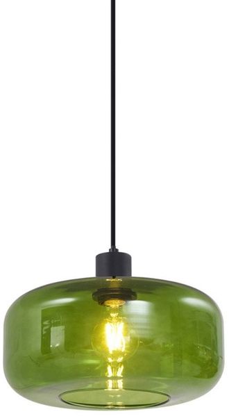 Qazqa Pendelleuchte Bizle, ohne Leuchtmittel, Extra-Warmweiß, QAZQA Hängeleuchte, e27, Schwarz, Glas, Retro