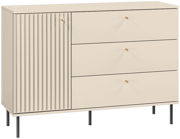 Kommode SALOU-131 in kaschmir matt, Rillenoptik, B/H/T ca. 120/85/40 cm